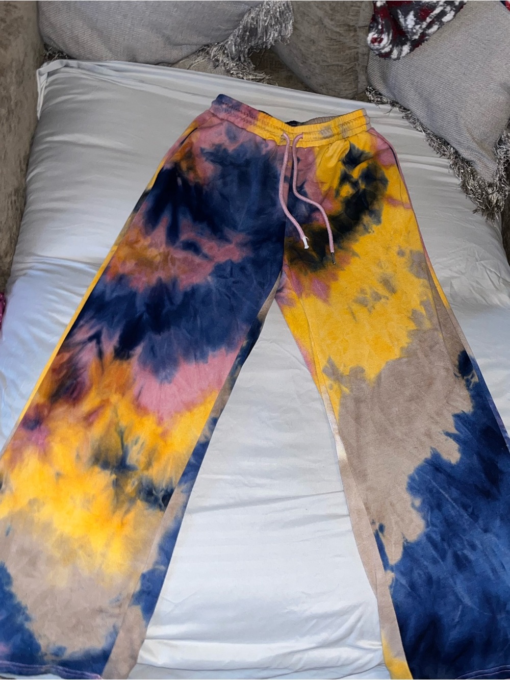 SHEIN Yellow Navy Pink Taupe Tie-Dye Sweatpants